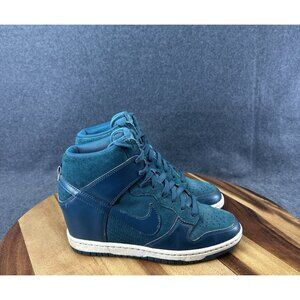 2013 Nike Dunk Sky Hi Essential Wedge Dark Sea Blue Women Sz 7 528899-300